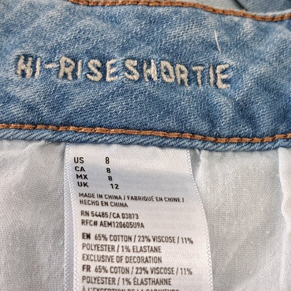 American Eagle Outfitters Super  Stretch Hi-Rise Shortie Denim Shorts Size 8 - Picture 10 of 11